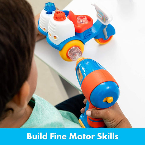 Educational Insights Design & Drill Bolt Buddies Police Motorcycle Toy, Take Apart STEM Toy for Boys & Girls Ages 3+
