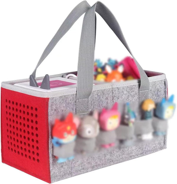 Carrying Case for Tonies Starter Set - Storage Bag for Tonies Figurine, Red Felt Cloth Toy Bag