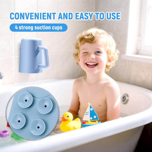 JOY ANAN 100% Baby Bath Rinse Cup with Suctions, Food Grade Silicone, Rinser to Wash Hair and Body with Easy Grip