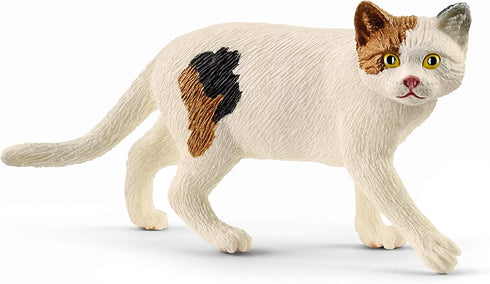 Schleich Farm World - Realistic American Shorthair Cat Toy - Brown and White - Ages 3+