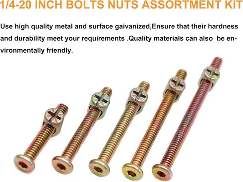 binifiMux 100pcs 1/4-20" Baby Bed Crib Screws Hardware Replacement Kit, Crib Hardware Screws Barrel Nuts Replacement