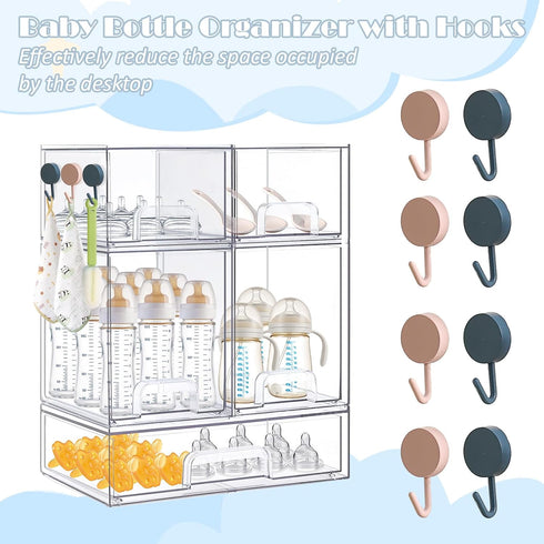 Organizer-5 Pack Countertop,Kitchen,Cabinet,Vanity,Bathroom Baby Bottle Stackable Storage Drawers, Baby Organizers
