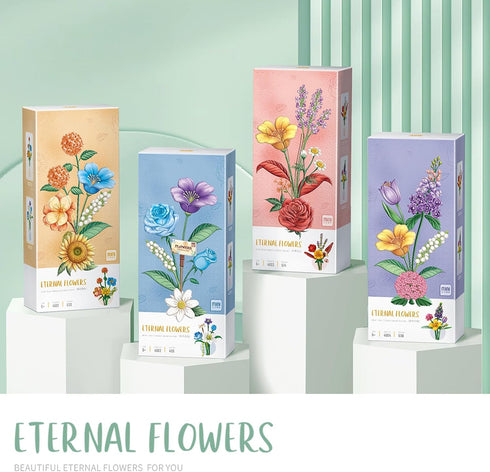Flower Bouquet Building Blocks Set, Mini Bricks Plant Botanical Collection, DIY Artificial Flowers Home Decoration