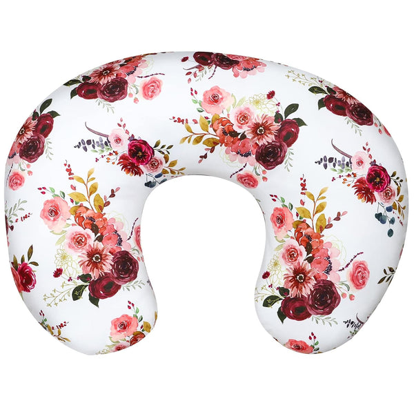 SWESEN Floral Nursing Pillow Cover for Baby Girl, Soft Organic Breastfeeding Pillow