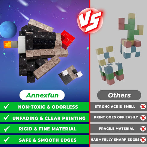 Blocks-100PCS 2026 3 4 5 6 7 8 9 10 Annexfun Magnetic Magnetic Building Blocks,Space Rocket Magnetic Tiles Cubes