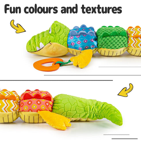Infant Baby Musical Stuffed Animal Activity Toy with Teether, Crinkle, Rattle, Textures for Newborns 0-12 Months,
