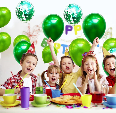 Balloon Garland Arch Kit Green, 107PCS Green White Balloon Arch Kit with Confetti Balloons for Birthday Decoration