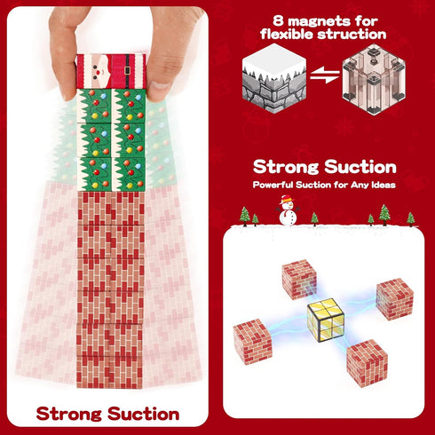 3 4 5 6 7 8 9 10 Set Magnetic Blocks Building Toys for Kids: Build Mine Christmas Magnet World for Boys Girls Ages