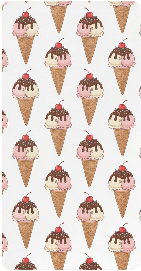Jynexis Ice Cream White Brown Print Baby Crib Sheets, Cotton Fitted Crib Sheet,
