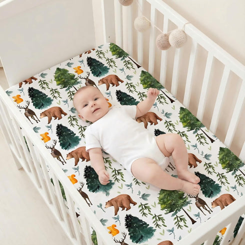 Set 4, 52 28 Inch Fitted Baby Crib Sheets of Unisex Crib Sheets for Boys Girls, Soft Neutral Crib Mattress Sheet