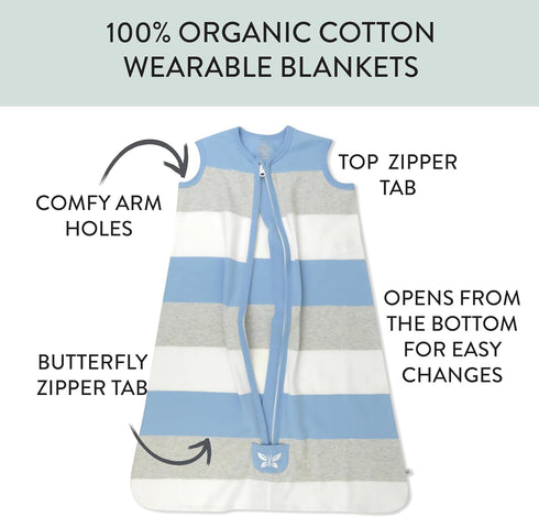 100% HonestBaby Wearable Blankets Sleeping Bags Swaddle Transition Organic Cotton for Infant Baby Boys, Girls, Unisex
