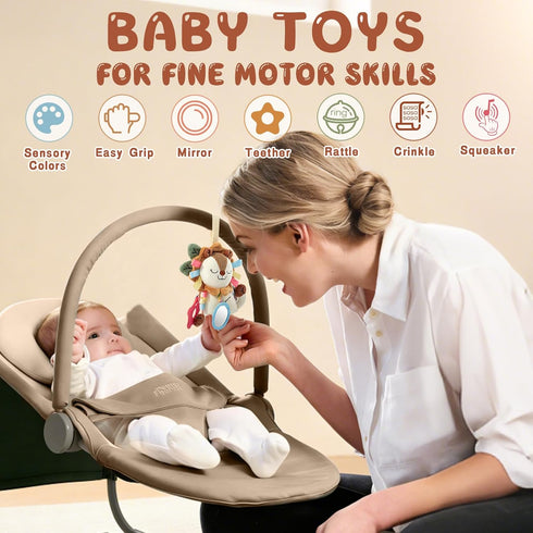 0 3 6 12 TYRY.HU Car Seat & Stroller Activity Toy,Soft Plush Cot Hanging Toy, Baby Rattle Toy with Strap,Developmental