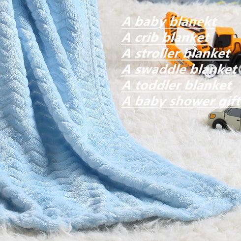 CREVENT 30''X40'' Soft Cozy Warm Baby Blankets - Solid Color for Boys and Girls, Newborn Essentials, Wave Blue