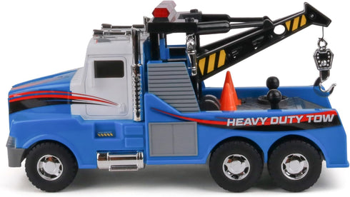 15" Winch 3+ Mighty Fleet Mighty Motorized Tow Truck Toy Vehicle with Lights, Sounds, Working & Traffic Cones Batteries