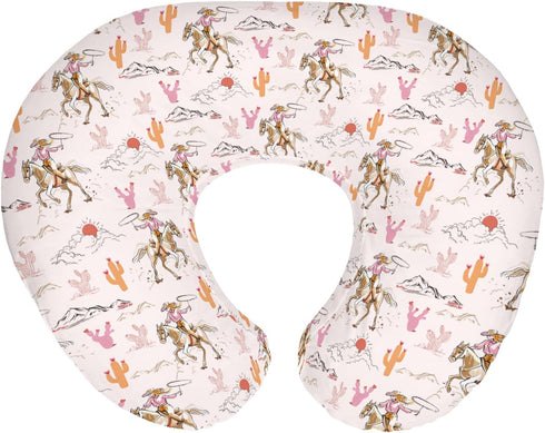 Cute Pink Cowgirl Nursing Pillow Covers for Girl Western Cowgirls Horse Cactus