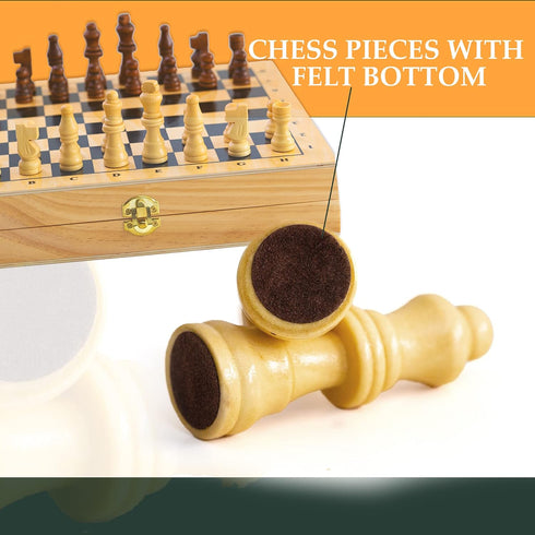 4 in 1 Board Game Set - Extra Large Sling Puck Game, Wooden Chess Board Sets, Checkers for Adults and Kids