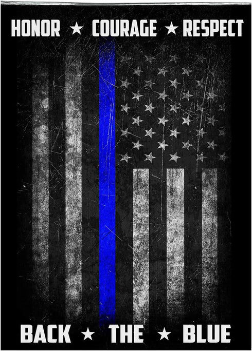 Military Gift Shop Police Officer Playing Cards & Dice in Wooden Keepsake Box - Thin Blue Line Flag