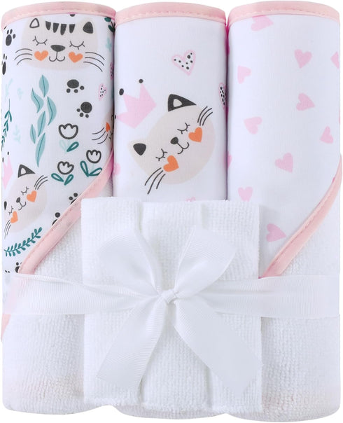 Viviland 6 Pcs Hooded Baby Towels and Washcloths Set, Super Gentle Bath