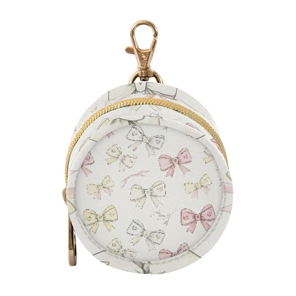 PYBUG Bow Round Pacifier Storage Case, Polyester & TPU Lined with Hook Buckle,