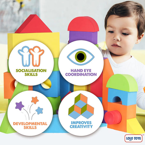 Large Building Foam Blocks for Toddlers – Giant Jumbo Building Blocks (30 Pieces)