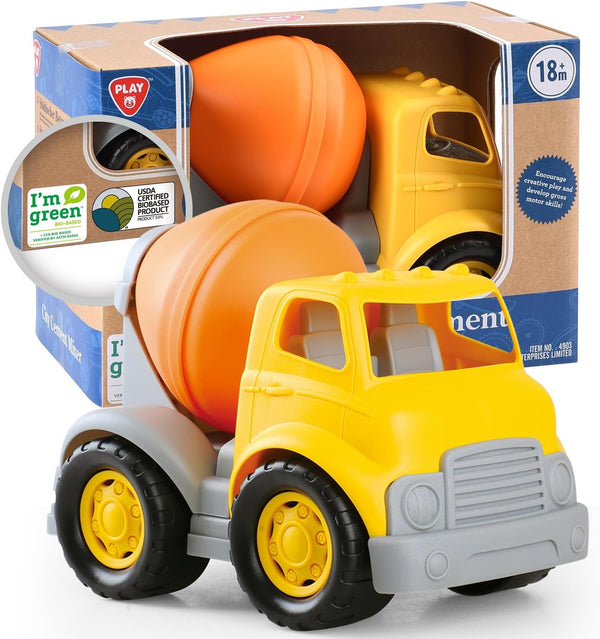 PLAY Eco-Friendly Cement Mixer Toy Truck, No BPA/Phthalate/PVC, Recycled Bioplastic Construction Vehicle