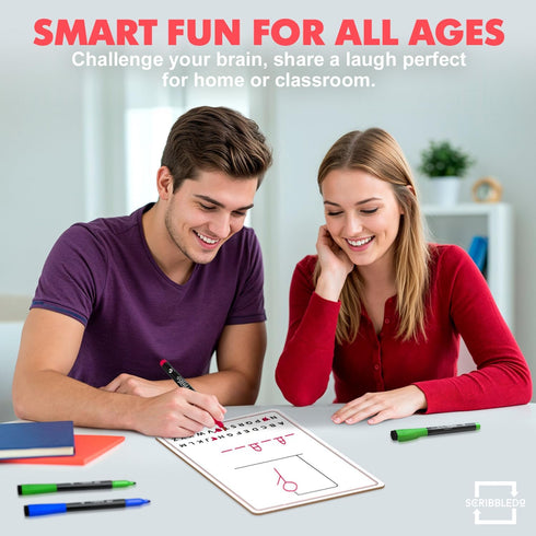 9x12 SCRIBBLEDO Hangman Board Game Dry Erase Double-Sided Whiteboard with Blank Writing Surface Hang Man Games Reusable