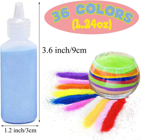 36-Pack DIY Scenic Sand Art Bottles - Vibrant Decorative Sand for Creative Projects