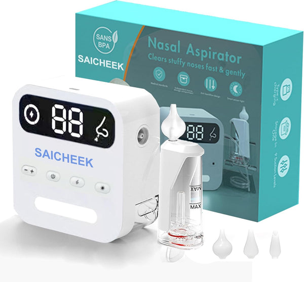 saicheek Electric Nasal Aspirator with Storage Box, 70Kpa Electric Nose Suction Nose Sucker