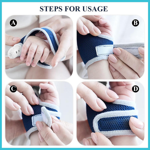 2 Pieces Silicone Toddler Baby Finger Guard with Breathable Wrist Band Thumb Kit to Prevent Children from Sucking