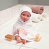 14-Inch 2+ LullaBaby Hooded Bath Towel in Pink Star Pattern Bath Toys & Pink Ducky Baby Doll Accessories Pretend Play
