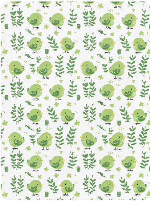 miaozhen 1 Pack 52x28 Cotton Baby Crib Sheets for Boys Girls Soft Comfy Emerald Green Cute Playful Bird Toddler Bed