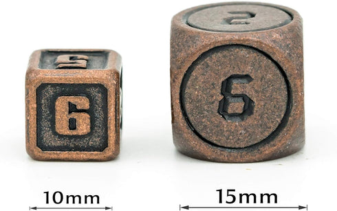 UDIXI 10mm Mini Metal DND Dice Set, 7-Die Small Portable Polyhedral RPG Dice for Dungeons and Dragons (Copper)