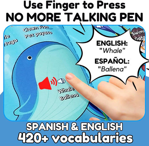 2 3 4 5 6 420 ZEENKIND Spanish English Talking Learning Book for Kids Years Old, Words Toddler Educational Toys