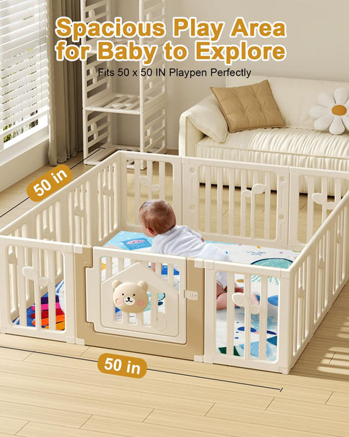 50x50, 4 TINYHARBO Premium Foam Baby Play Mat Developmental Zones Play Mat with Removable & Machine Washable Cover