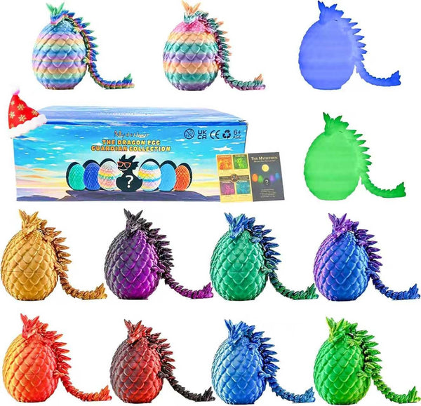 Mydethun 12 Pack 3D Printed Dragon Mystery Egg Set - 2 Rare