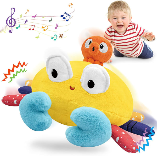 Infowush Baby Toys 6-12-18 Months - Musical Crawling Crab Plush Toy, Dancing