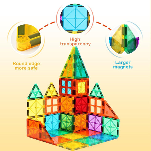 110PCS Set, FNJO Magnetic Tiles, Magnet Building Magnetic Building Blocks, Construction STEM Learning and Playing Toys