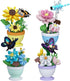 Sacblirr Set of 4 Mini Flower Bonsai with Cute Insects - DIY Potted