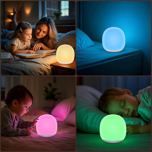 8 1h Dimming Tyute Baby Night Light, Nursery Night Lamp with RGB Colors Changing, Soft BPA Free Silicone Touch Night