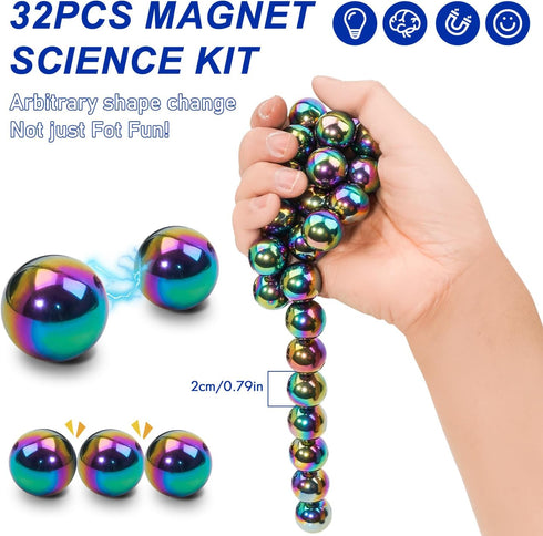 AYXXZJD 32 Pcs Magnetic Balls Fidget Toy,Adult Fidget Toys, Science Kit for Anxiety Relief,Office Desktop Decoration