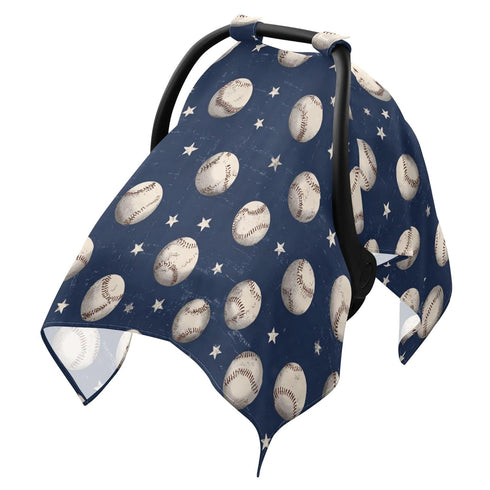 Mazeann Baseball Stars Blue Car Seat Cover Baby Breathable Soft Infant Carseat Covers