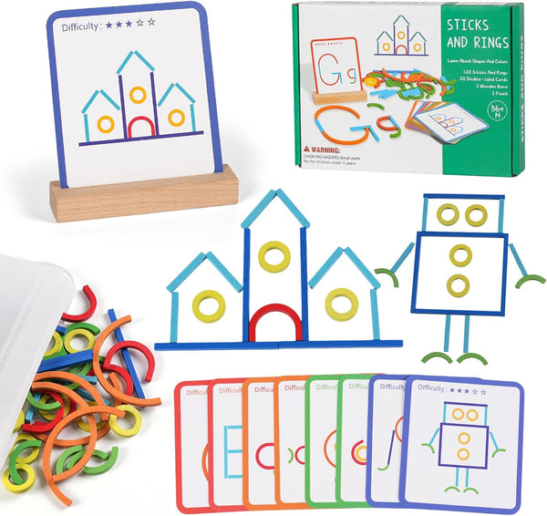 Montessori STEM Puzzle Toy for Kids Ages 3-6 Wooden Educational Manipulative for