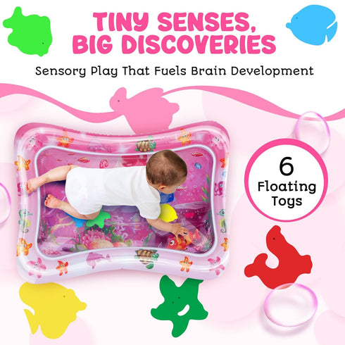 Tummy Tummy 100% 3-12 Time Water Mat Inflatable Water Play Pad for Babies - Sensory Time Mat for Floor Play - BPA-Free
