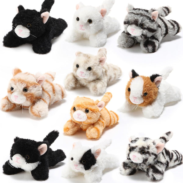 Lenwen 10 Pcs Cat Stuffed Animals Bulk Soft Cuddly Kitten Plush Sets Smitten Kittens Assorted Fluffy Stuffed Cats for
