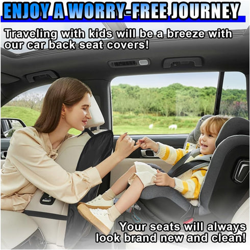 BDZMC 2PCS Car Seat Back Protector Kick Mats, Waterproof Oxford Cloth Car Seat Cover, Universal Fit for Most Cars