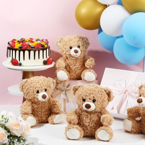Liliful 8 Pieces 8 Inch Bear Stuffed Animal Bulk, Soft Plush Toys for Baby Shower and Birthday Party Gifts