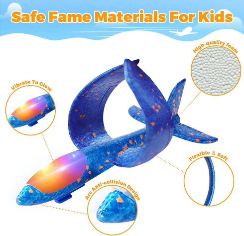 SpringFlower 4 Pack Airplane Flying Toys, 4 Throwing Foam Planes for Kids 3-8, Outdoor Flying Toy Birthday Gifts