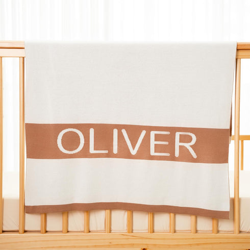Personalized Name Knit Blanket Custom Woven Text Soft Minimal Style Comfort Throw