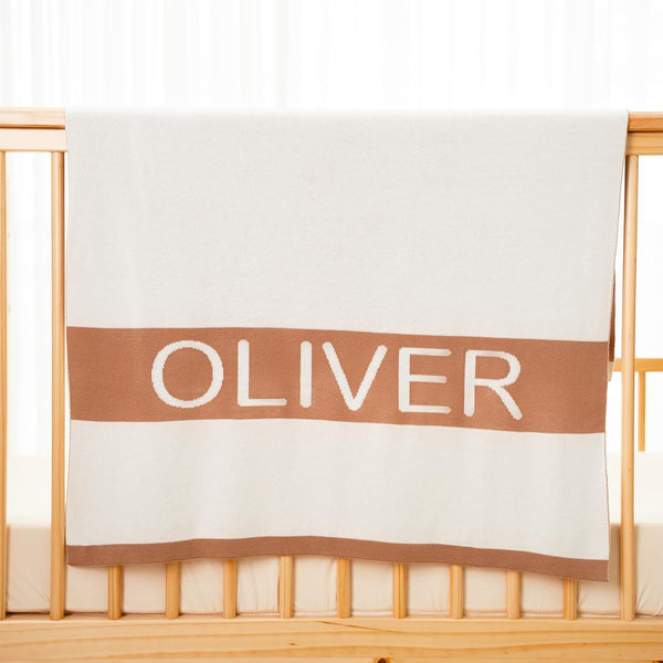 Personalized Name Knit Blanket Custom Woven Text Soft Minimal Style Comfort Throw