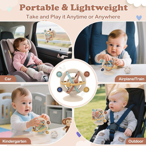 0-6 6-12 TYRY.HU Silicone Baby Teething Toys for Babies Months, Multi Purpose High Chair Toys with Suction Cup, Baby